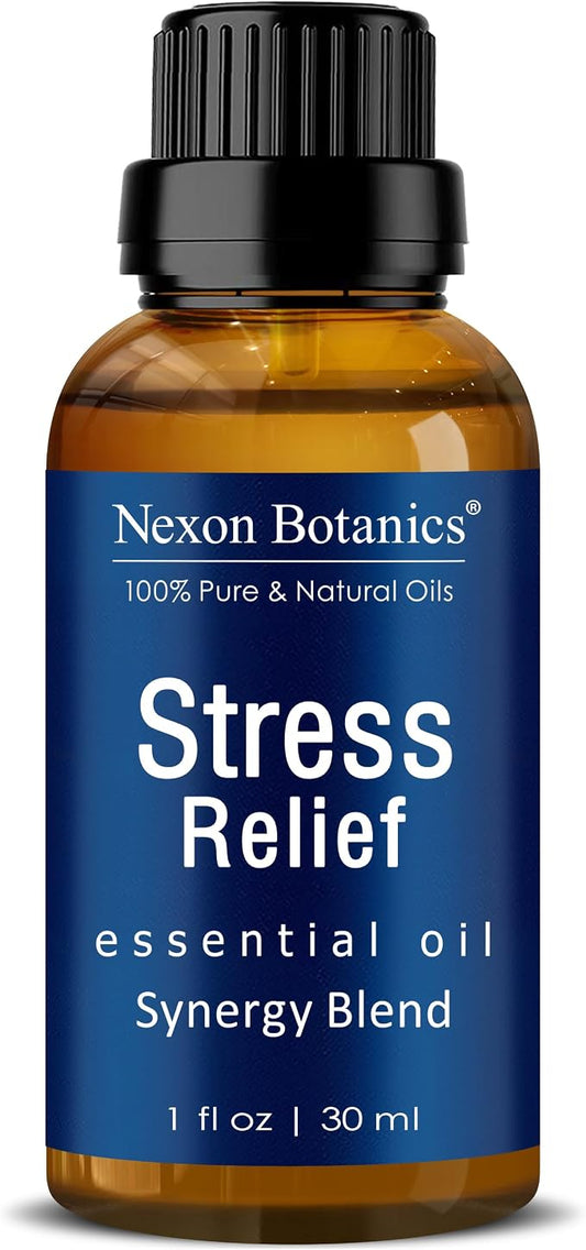Stress Relief Essential Oil Blend 30 ml - Stress Relief & Calm Essential Oil for Diffusers & Aromatherapy - Promotes Relaxation & Rest - Nexon Botanics