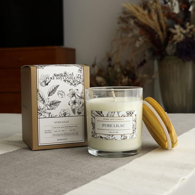 Aronica Lilac Scent Gifts - Soft Floral Candles for Home & Woman, Baby Shower Game Winner Gift, Kitchen Decor