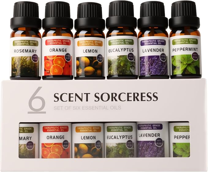 Essential Oils Sets - 6 Premium Fragrance Oils for Diffusers | Candles & Aromatherapy, Calm Mind, Sweet Dreams, Happy, Relax, Air Freshening, for Humidifiers, Massage, 6x10ML