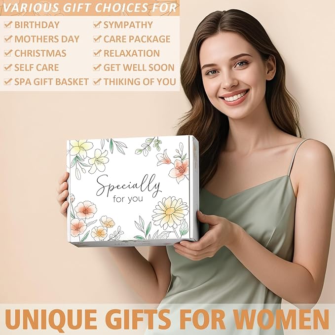 Self Care Get Well Soon Gifts Basket for Women, Birthday Gifts for Women Spa Care Package, Thinking of You Inspirational Sympathy Gift Basket, Unique Christmas Gift Set for Mom Her Grandma Sister Wife