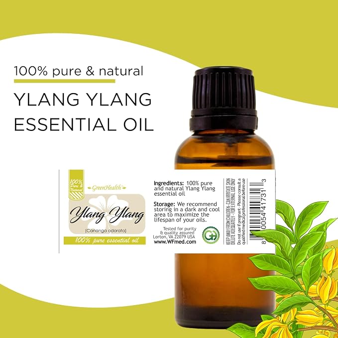 Ylang Ylang Essential Oil – 32 fl oz (946 ml) Aluminum Bottle w/Plug Cap – 100% Pure Essential Oil – GreenHealth