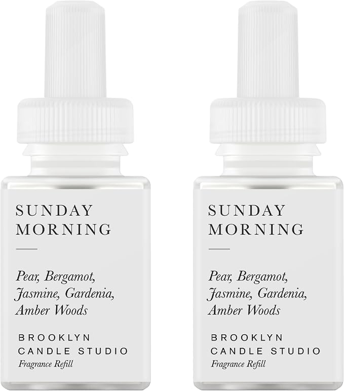 Pura & Brooklyn Candle Studio Home Scent Refill - Smart Home Air Diffuser - Up to 120-Hours of Luxury Fragrance per Refill - Home Essential - Clean & Safe Diffuser Fragrance - 2 Pack, Sunday Morning