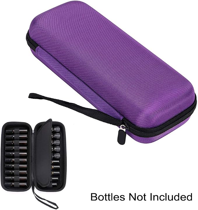 Hipiwe EVA Essential Oils Carrying Case Organizer for 20 Bottles 5ml & 10ml Standard & Rollers Bottles Portable Hard Shell Travel Bag Holder for Essential Oils Storage (Purple)