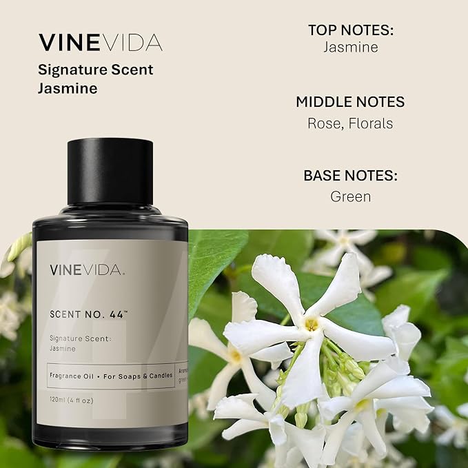 VINEVIDA [4oz] Jasmine Fragrance Oil for Candle Making and Soap Making - Premium Candle Scents for Soy Candles
