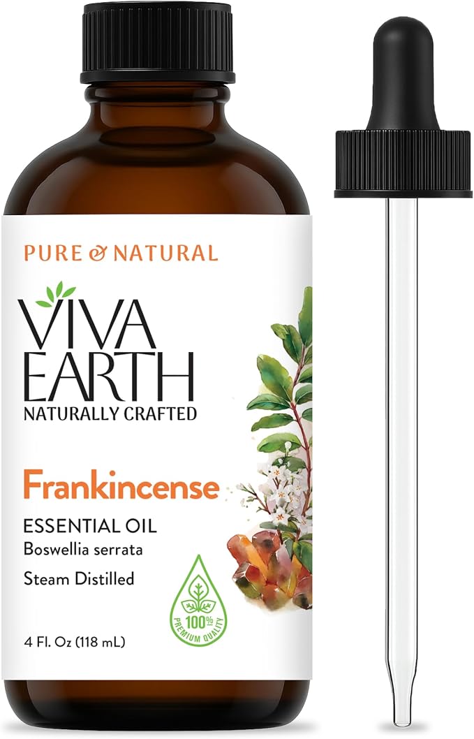 Frankincense Essential Oil – 100% Pure and Natural Frankincense Essential Oil for Skin, Hair and Scalp, Diffusers, Massage, DIY Soap and Candle Making, – with Dropper, 4 oz