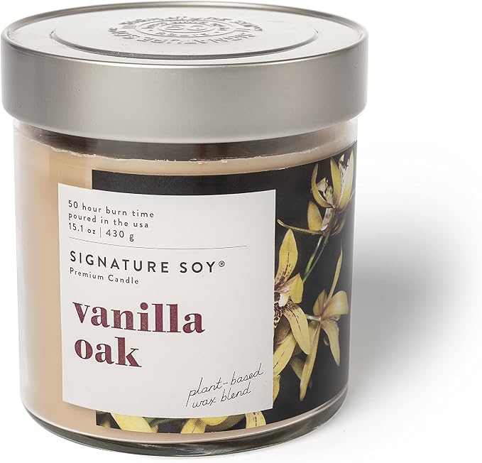 Signature Soy Lidded Vanilla Oak Scented Candle Large Jar