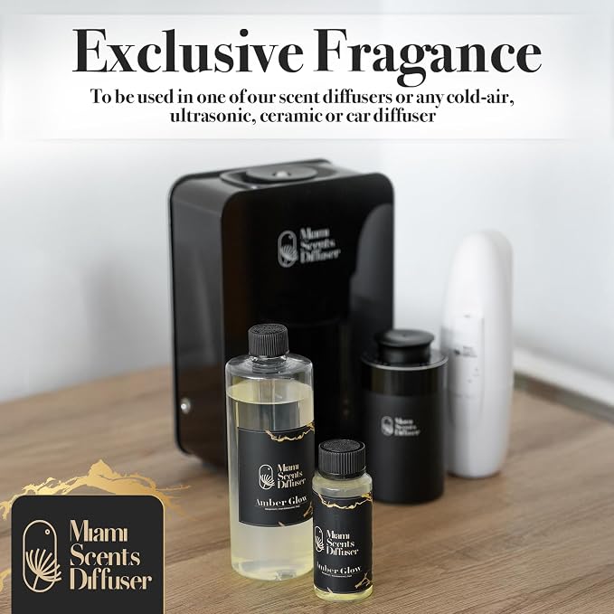 Amber Sunset Glow Essential Oil Refill Luxury Hotel Inspired - Long Lasting Aroma for Home & Office Diffuser - 500 ml Fresh Blend of Bergamot, Oud and Sandalwood, Scent for Spa Wellness Aromatherapy.