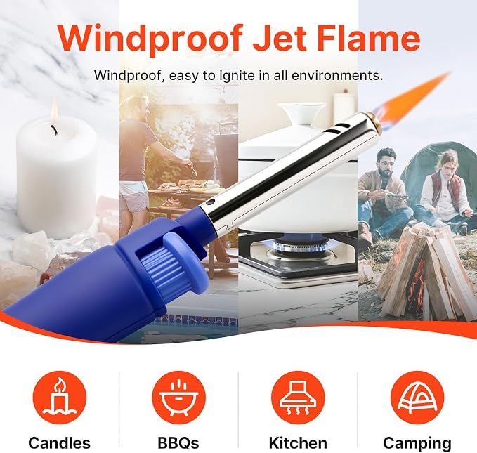 MK Lighter Candle Lighters, Windproof Flame, Ideal for Candle, BBQ, Camping, Outdoor, Butane Refillable, Multipurpose Lighters (NBR-10PC)