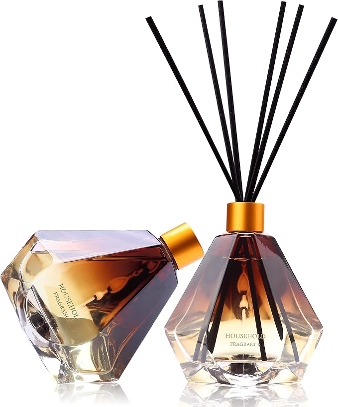 Reed Diffuser Set French Lavender Scent for Bathroom Accessories Shelf Decor & Air Fresheners, Sticks Defusers with 3.4 fl oz Essential Oils | Home Fragrance & Essentials