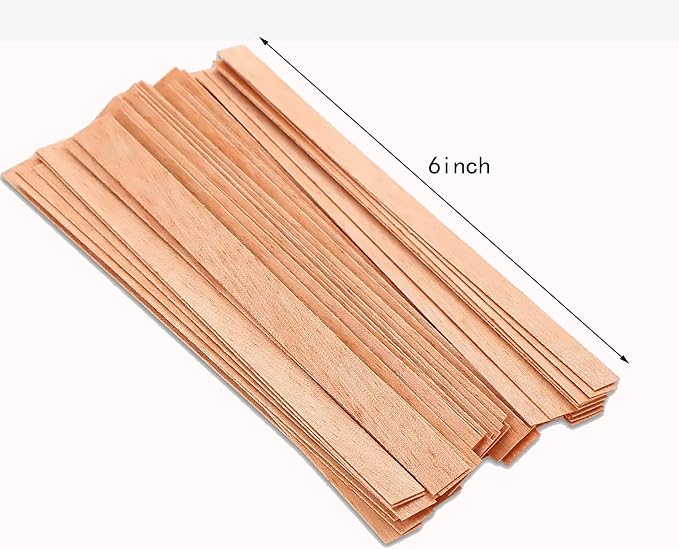 Wooden Candle Wicks for Candle Making(Without Base),6 inch Crackling Wood Wicks/Smokeless Candle Wick (DIM.-.020-.500-6)