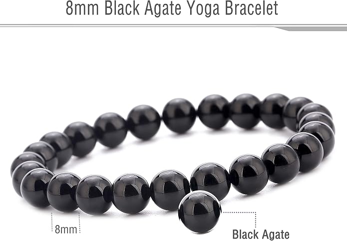 Men Women 8mm Natural Stone Lava Rock Diffuser Bracelet Elastic Yoga Agate Beads Bracelet Bangle