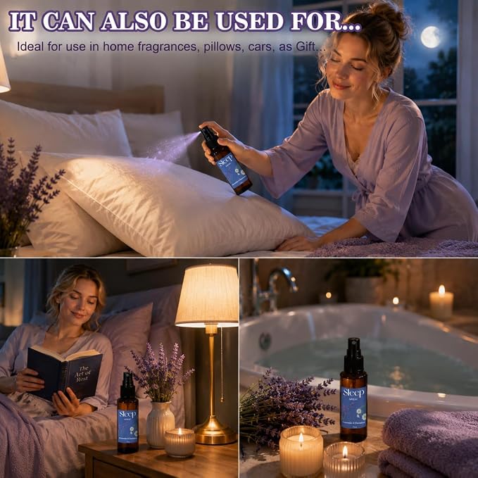 SCENTORINI Sleep Spray, 5.07 oz Pillow Spray with Lavender Essential Oil for Sleep Relaxing, 2 Pack Lavender & Sandalwood, Chamomile, Pillow Mist for Bedding, Sheets Liners, Room Spray Air Freshener