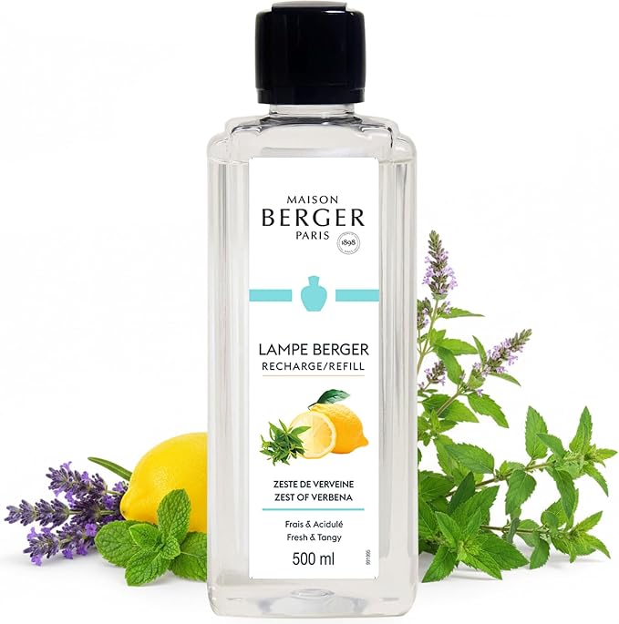 MAISON BERGER Lampe Berger Refill, 500 ml, Zest of Verbena | Catalytic Lamp Fragrance Refill, Helps Neutralize Odors, ~80 h Fragrance Diffusion, Made in France