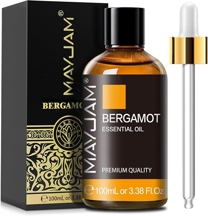 Bergamot Essential Oil, MAYJAM Premium Pure Essential Oils, 3.38FL.OZ Large Volume for Diffusers Soap Candle Making, Ideal for Home Office Car Yoga Use