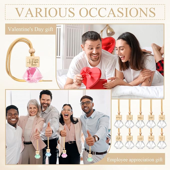 Funnymoom 20 Pcs Christian Gifts Bulk Empty Wood Air Diffuser Freshener Church Accessories Essential Oil Car Freshener for Women Men Teacher Employee Housekeeping Coworker Christmas Appreciation