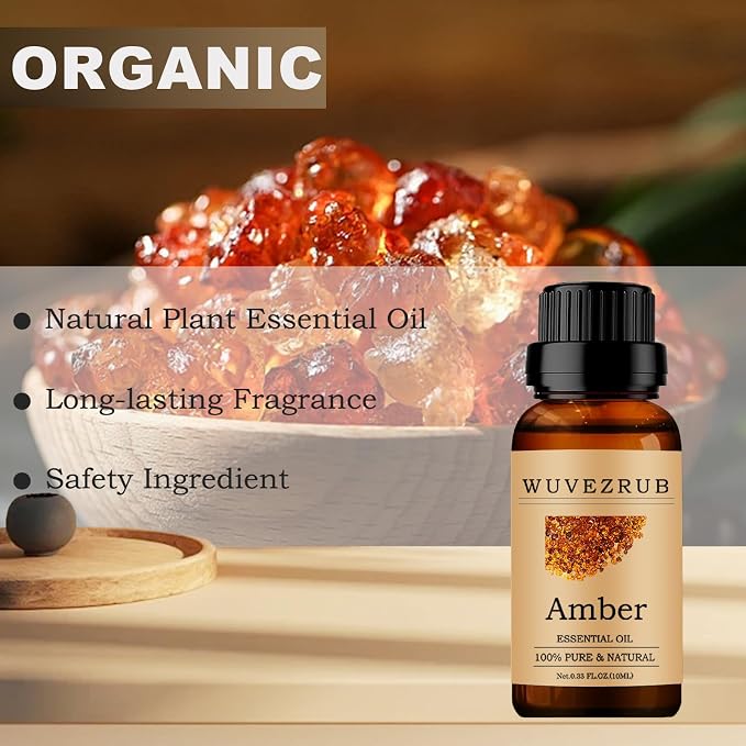 Amber Essential Oils 10ML, 100% Pure and Natural Essential Oil for Aromatherapy Diffuser - 0.33 Fl Oz/Amber