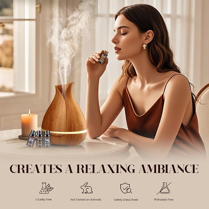 Hotel Diffuser Oils Gift Set - 6x10ML Luxury Hotel Scent Essential Oils Set for Diffuser, Candle Making - My Route, Serene Coast, Night Velvet, 24K Bloom, Dream State, After Warmth Fragrance Oil