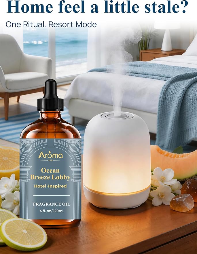 Ocean Breeze Lobby Fragrance Oil, Hotel-Inspired Coastal Resort Scent, Diffuser Oil for Home Diffusers and Crafting