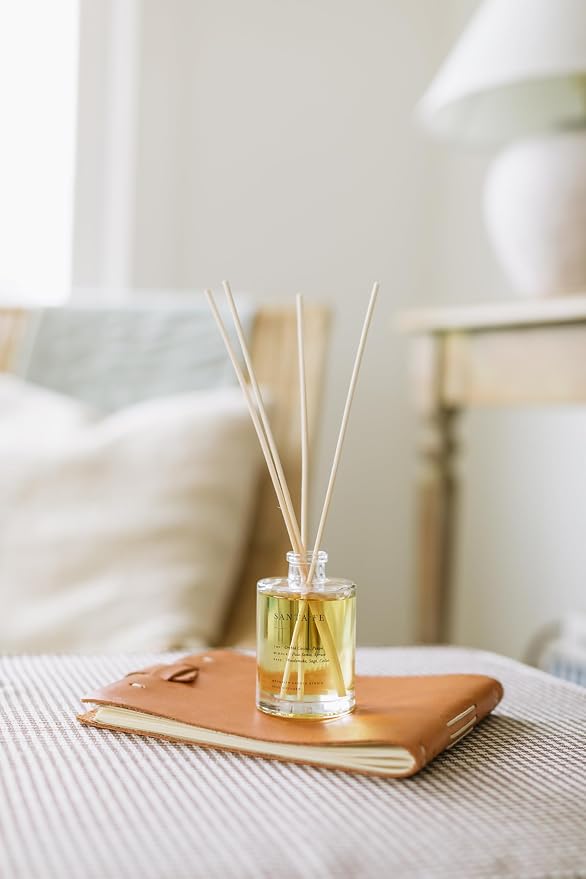 Brooklyn Candle Studio Reed Scent Diffuser - Santa Fe - Relaxing Oil Diffuser, Cactus, Wild Sage & Juniper Fragrance, 8 Rattan Diffuser Reeds, Clean Ingredients - 3.7oz