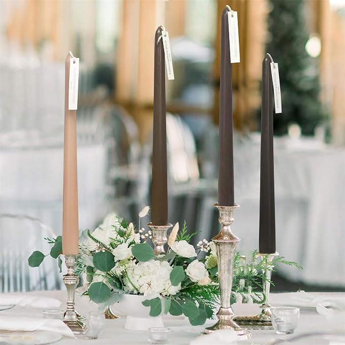 Scented Candle Taper Candlesticks,10 Inches Brown Tapered Candles Coffee Candle Sticks Colorful Candle for Wedding Home Party Women Gift Sets,Pack of 6 (8D6PC-COFMIX)