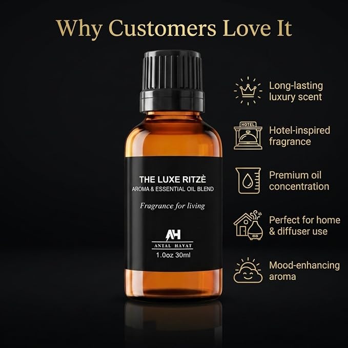 Hotel Diffuser Oil Inspired by The Ritz Carlton Hotel - Essential Oils for Humidifiers and Waterless Diffusers - Ritz Carlton Scent Diffuser Oil - Hotel Scents for Home - Glass Bottle & Dropper (30ml)