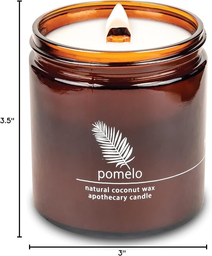 Hemlock Park Pomelo Citrus Apothecary Scented Candle | Crackling Wood Wick, Botanical Fragrance & Coconut Apricot Wax | Up to 80 Hour Burn Time | 16 oz | Made in USA