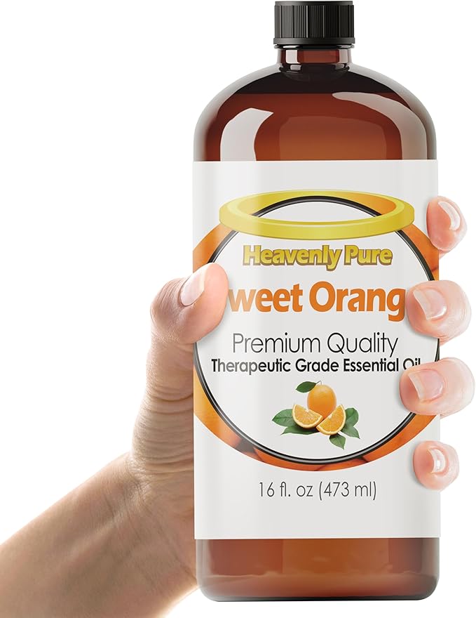 Heavenly Pure Sweet Orange Essential Oil 16 Fl Oz (Pack of 1) Large Bottle for Aromatherapy Diffusers Candles and DIY Crafts