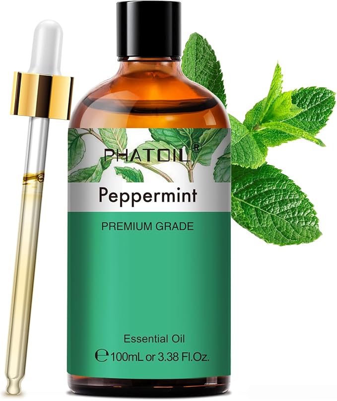 PHATOIL Peppermint Essential Oil, Huge 3.38 Fl Oz Pure and Natural, Premium Grade Essential Oil for Diffuser and Aromatherapy