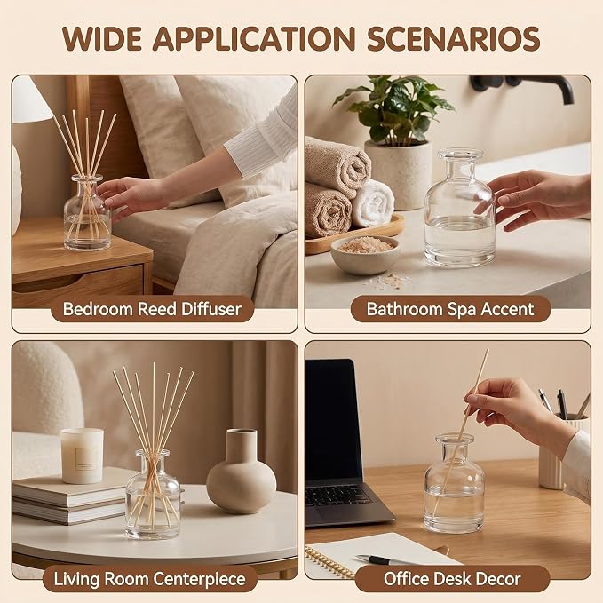 1 Pack 150ml 5 fl oz Clear Glass Diffuser Bottle Empty Refillable Aromatherapy Container for Essential Oils Fragrance Home Scent