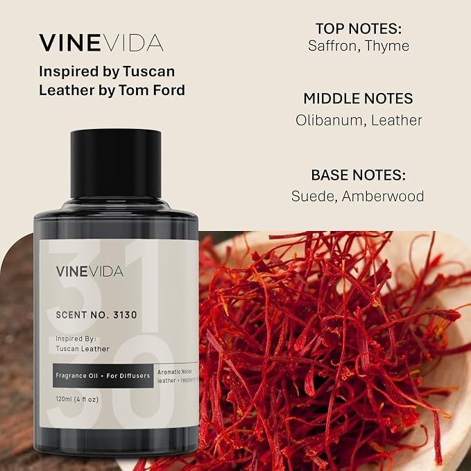 VINEVIDA [4 Oz] Inspired by: Tuscan Leather; Diffuser Oil Refill | Premium Scent Diffuser Oil for Home | Non-Toxic Fragrance