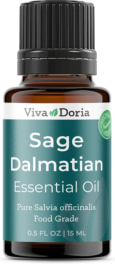 Viva Doria Sage Essential Oil, 100% Pure, Natural, Dalmatian Sage Essential Oil, Undiluted, for Aromatherapy | Food Grade, 15 mL (0.5 Fluid Ounce)