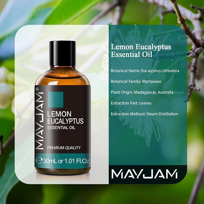 MAYJAM Lemon Eucalyptus Essential Oil 30ML - 1.01FL.OZ Pure Lemon Eucalyptus Oil for Soap Candle Making - Essential Oils for Diffusers for Home