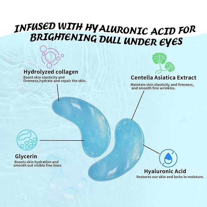 Maskiss Under Eye Patches (8 Pairs), Hyaluronic Acid Eye Masks for Dark Circles Puffy Eyes Undereye Bags, Collagen Eye Patches for Wrinkles and Hydrate, Skin Care Gift for Her
