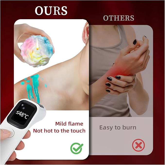 118.4°F 2 Pcs Low Temperature Candles Peony Flower Shaped Scented Candles Low Heat Body Safe Candles Wax Play for Couples Date Night (4, Fluorescence)