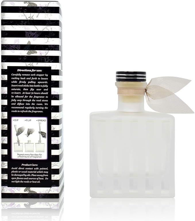 Reed Diffuser Set, Vanilla & Patchouli Scented Oil Diffuser with Sticks, Home Fragrance Accessories for Bathroom Shelf Decor, Aroma Diffusers for Home or Office Fall Decor, USA Made