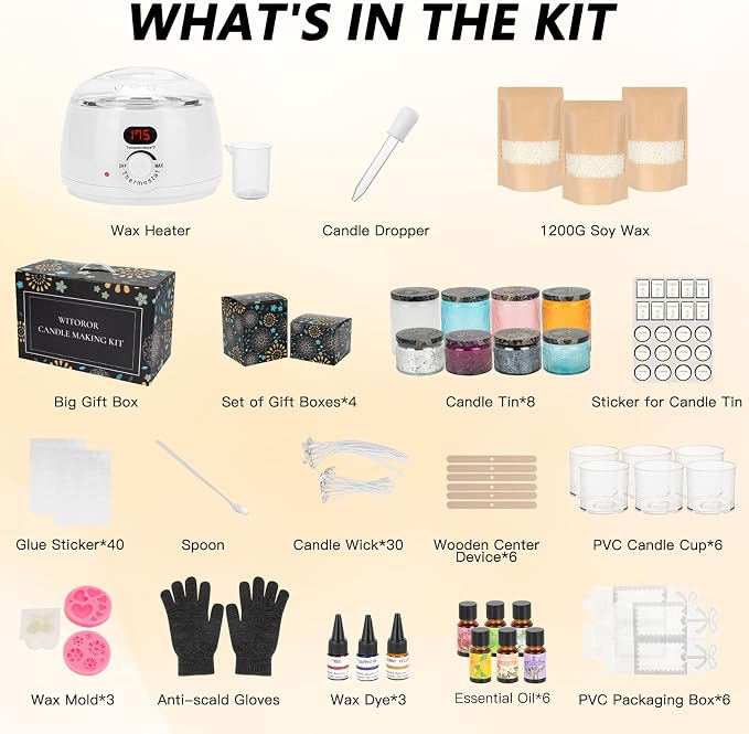 WITOROR Candle Making Kit, Scented Candles Making Kit Supplies with Digital Soy Wax Melt Warmer Candle Making Complete Kit for Adults Beginners DIY Starters
