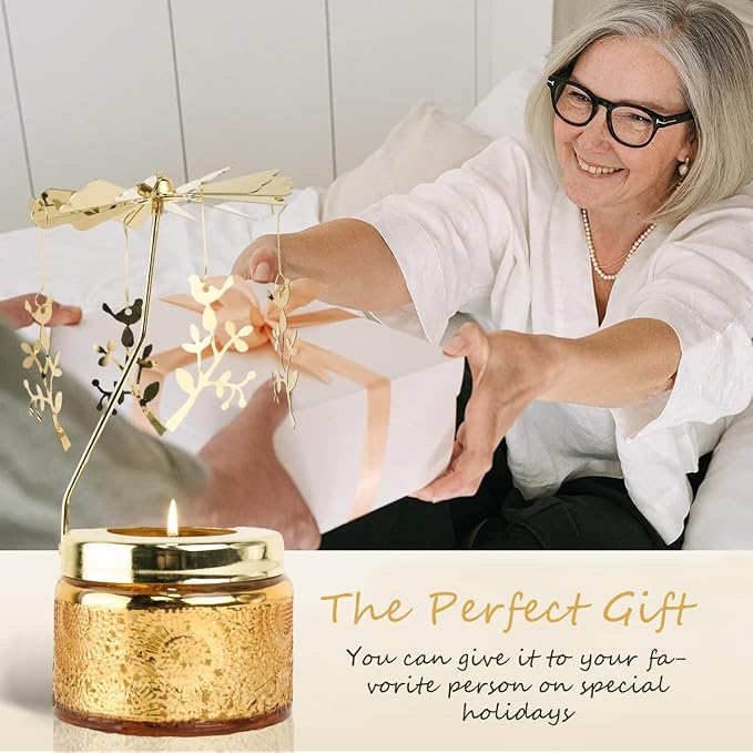 Rotating Candles Carousel Hummingbird Gifts for Mom，Unique Birthday Gift for Best Friends Her，Scented Candle with Gift Box