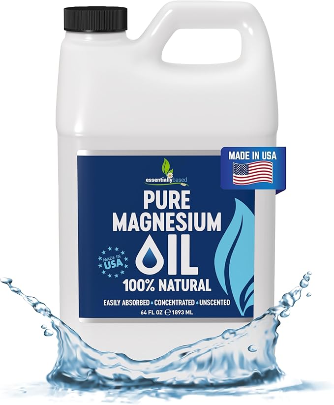 Pure Magnesium Oil Spray 64oz - Topical Magnesium Spray for Sleep & Feet - Extra Strength - USP Grade - 100% Natural and Organic Oil for Muscle Pain & Cramps - No Sprayer Included - Made in USA