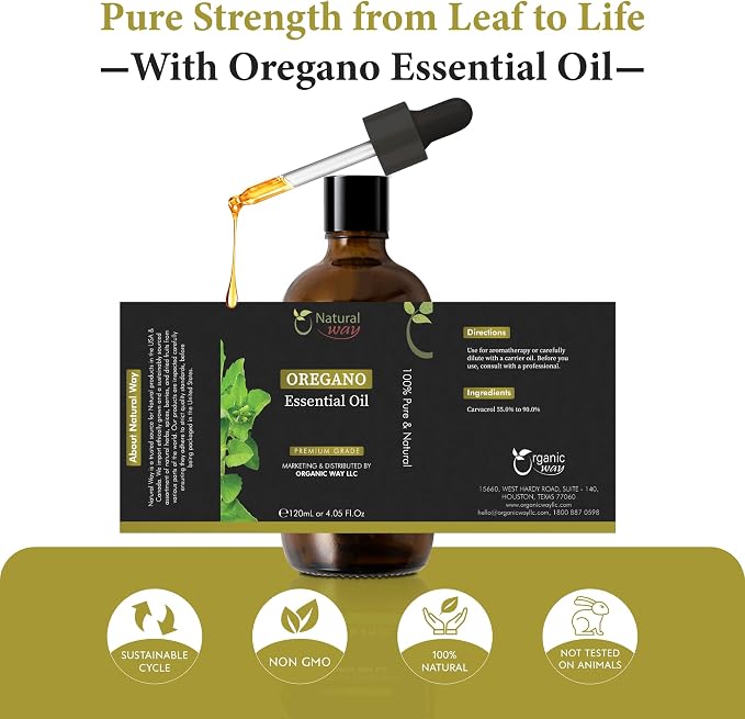 Oregano Essential Oil | Pure Aromatherapy Oil for Diffusers, Hair Growth, Skin, Scalp Care, Massage | Refreshing Hair Oil for Women & Men | Organic Essential Oil for Diffuser | 4 Fl Oz