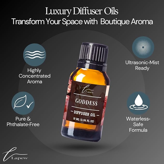 Lapew Goddess Waterless Diffuser Oil | Fragrance Oil for Nebulizer & Cold Air Diffusers | Scented Home Oil | 0.34 fl oz
