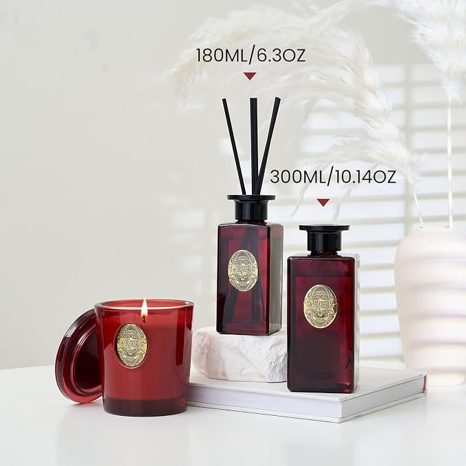 M&SENSE 10.14 oz Large Reed Diffuser Set | Rose Princess Scent Oil Diffuser with Sticks | Hotel Collection Non-Toxic Essential Oil |for Bedroom Bathroom Living Room