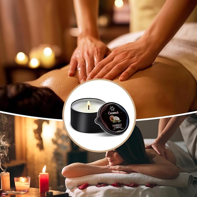 Massage Candle Set, 6 Pack Low Temperature Soy Wax Candles that Melt into Nourishing Body Oil with Jojoba & Shea Butter, Home Spa Relaxation Gift - 2.35oz, 6 Scents