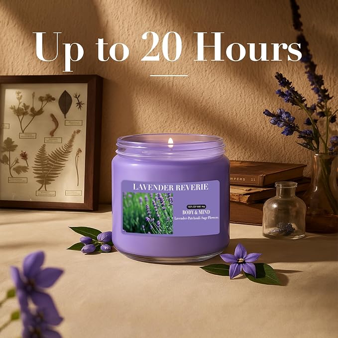 Lavender Scented Candles, 4oz Jar Aromatherapy Soy Wax Candle for Home, Candles Gifts for Women Mom, Fragrance Ideal for Relaxation Stress Relief & Meditation