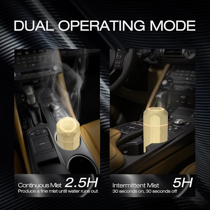 SALKING Car Diffuser, Car Air Fresheners, USB Aromatherapy Diffuser for Essential Oils, Portable Diffuser Humidifier for Car, Cool Mist Mini Diffuser with Adjustable Mist Mode, for Home Office Bedroom