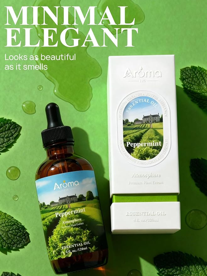 Peppermint Oil with Premium Gift Box - Peppermint Essential Oils for Diffusers - 4 Fl Oz 100% Pure Natural - Gift-Ready Box - Gifts for Women