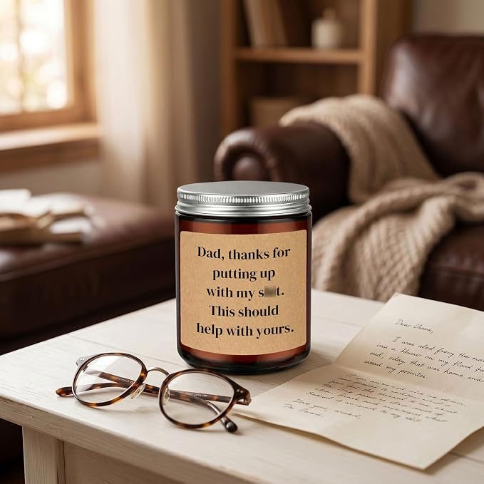 Funny Lavender Scented Soy Candle, Fathers Day Gift from Daughter & Son, Gift for Dad Papa Grandpa Stepdad Father-in-Law, Funny Birthday Christmas Retirement Gag Presents & Home Decor