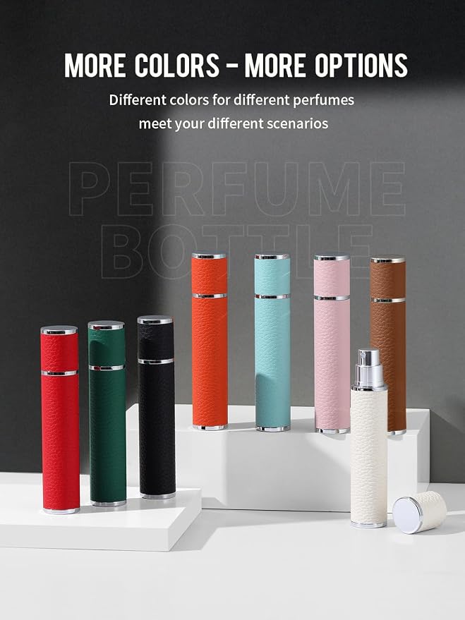 10ML Genuine Leather Atomizer Sprayer for Perfume - Portable Mini Cologne Sprayer for Woman Man - Perfume Travel Refillable Bottle,Travel Essential Fragrance Spray Bottle (Green)