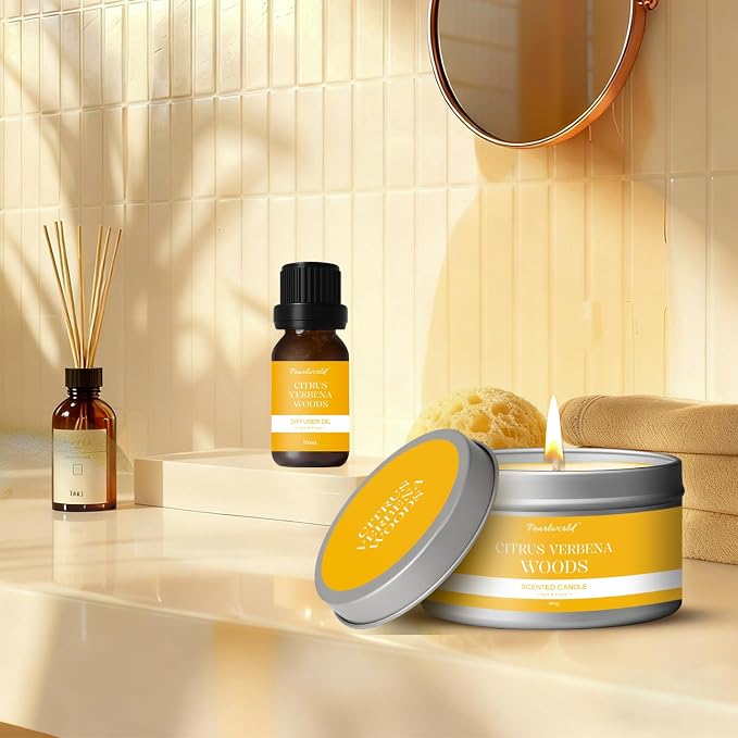 Mother's Day Gift, Citrus Verbena Bath Set Self Care for Women, Nourishing 7 Piece Home Spa Set, Birthday Gift For Mom, Girlfriend