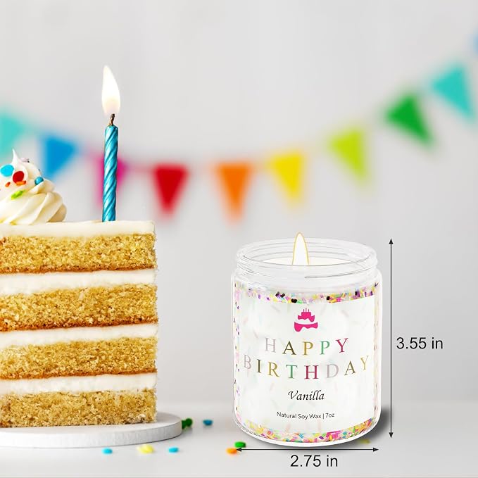 Lihome Happy Birthday Candle - Birthday Gifts for Women, Men, Mom, Dad, Sister, Teacher, Friends - Best Gifts for Ideas, Natural Soy Wax Vanilla Scented Candles