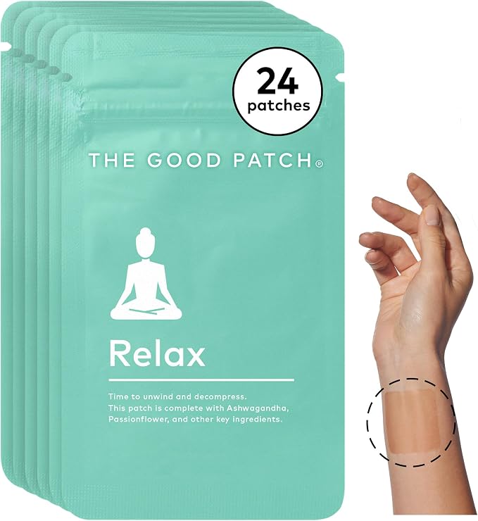The Good Patch Relax Patches, to Unwind and Decompress, Natural Patch with Ashwagandha, Ginger Root, Plant Powered Wearable Wellness, Sustained Release (24 Total Patches)